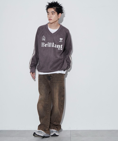 WEGO（ウィゴー）の「WEGO/フェイクスウェードグラフィックプルオーバー（スウェット・メンズ・チャコール/アイボリー・MEDIUM/LARGE）」の12枚目の写真