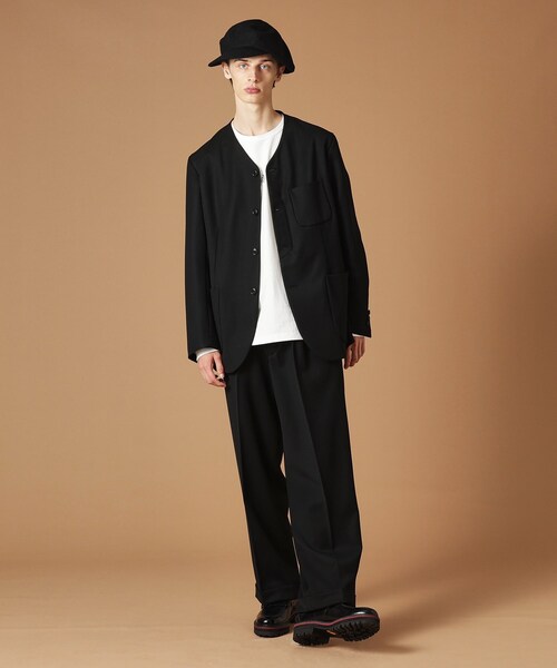 セール】ギャバジン ノーカラージャケット（テーラード