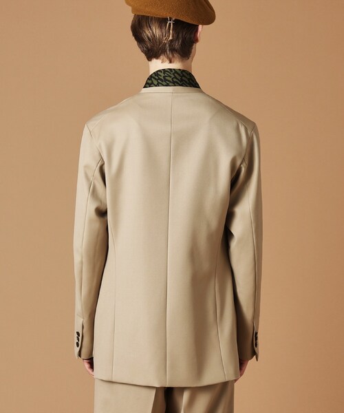 【受注生産品番】40ct&525 ノーカラージャケット セール】ギャバジン ノーカラージャケット（テーラード