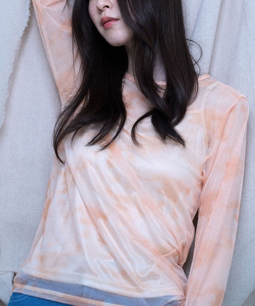 Nora Lily elle(ノラリリーエル)の「【Nora Lily】「elle」Tie dyeing sheer Top(Tシャツ/カットソー・レディース・ライトグレー/ライトパープル/オレンジ・FREE)」の3枚目の写真