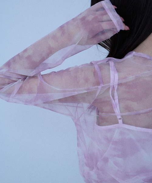 Nora Lily elle(ノラリリーエル)の「【Nora Lily】「elle」Tie dyeing sheer Top(Tシャツ/カットソー・レディース・ライトグレー/ライトパープル/オレンジ・FREE)」の18枚目の写真