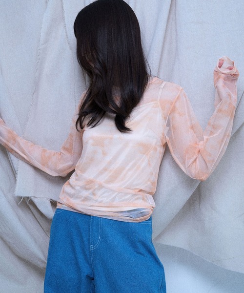 Nora Lily elle(ノラリリーエル)の「【Nora Lily】「elle」Tie dyeing sheer Top(Tシャツ/カットソー・レディース・ライトグレー/ライトパープル/オレンジ・FREE)」の11枚目の写真