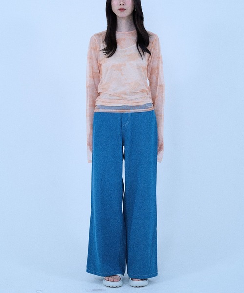 Nora Lily elle(ノラリリーエル)の「【Nora Lily】「elle」Tie dyeing sheer Top(Tシャツ/カットソー・レディース・ライトグレー/ライトパープル/オレンジ・FREE)」の9枚目の写真