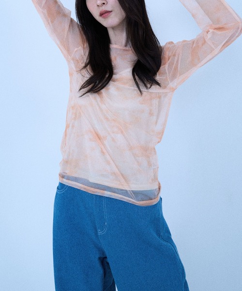 Nora Lily elle(ノラリリーエル)の「【Nora Lily】「elle」Tie dyeing sheer Top(Tシャツ/カットソー・レディース・ライトグレー/ライトパープル/オレンジ・FREE)」の8枚目の写真