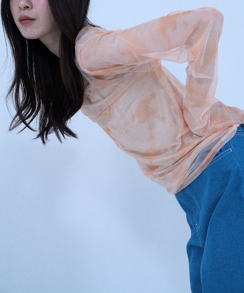 Nora Lily elle(ノラリリーエル)の「【Nora Lily】「elle」Tie dyeing sheer Top(Tシャツ/カットソー・レディース・ライトグレー/ライトパープル/オレンジ・FREE)」の7枚目の写真