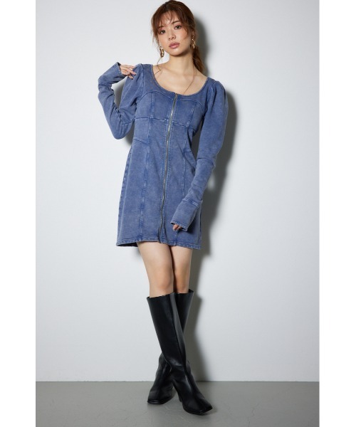 rienda リエンダ (限定 )ベルト付きデニムタイトワンピース M 美品