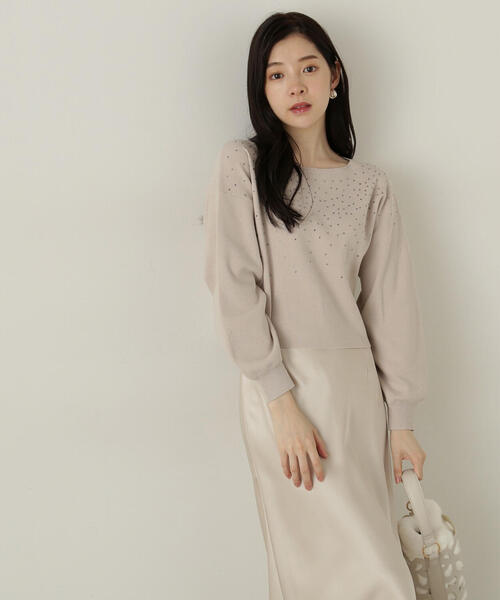 PROPORTION BODY DRESSING(プロポーションボディドレッシング)の「ビジュー付きニット / 1214270025(ニット/セーター・レディース・グレー/ホワイト系その他/パープル・FREE)」の9枚目の写真