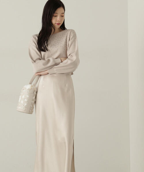 PROPORTION BODY DRESSING(プロポーションボディドレッシング)の「ビジュー付きニット / 1214270025(ニット/セーター・レディース・グレー/ホワイト系その他/パープル・FREE)」の12枚目の写真