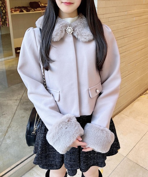 INGNI（イング）の「4WAYビジューボタンショートコート（その他アウター・レディース・オフホワイト/ピンク/ブラック・M）」の15枚目の写真