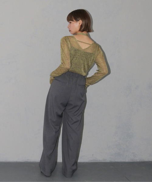 cheriella(シェリエラ)の「【cheriella】ボウタイラメシアーニット BOWTIE LAME SHEER KNIT(ニット/セーター・レディース・チャコール/マスタード/ライトブルー・M)」の17枚目の写真