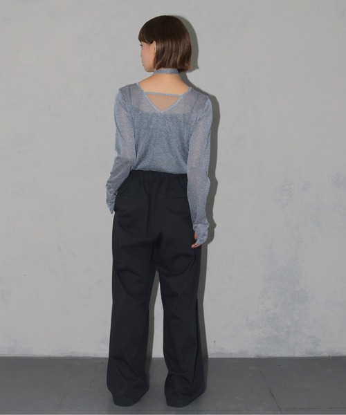 cheriella(シェリエラ)の「【cheriella】ボウタイラメシアーニット BOWTIE LAME SHEER KNIT(ニット/セーター・レディース・チャコール/マスタード/ライトブルー・M)」の7枚目の写真