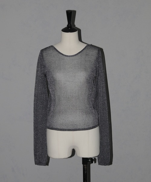 cheriella(シェリエラ)の「【cheriella】ボウタイラメシアーニット BOWTIE LAME SHEER KNIT(ニット/セーター・レディース・チャコール/マスタード/ライトブルー・M)」の19枚目の写真