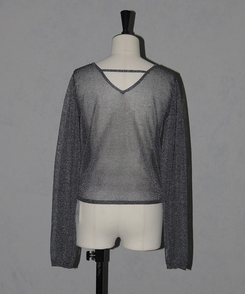 cheriella(シェリエラ)の「【cheriella】ボウタイラメシアーニット BOWTIE LAME SHEER KNIT(ニット/セーター・レディース・チャコール/マスタード/ライトブルー・M)」の20枚目の写真