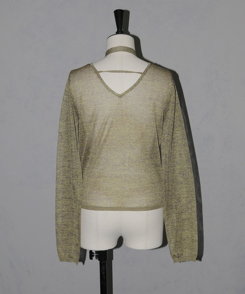 cheriella(シェリエラ)の「【cheriella】ボウタイラメシアーニット BOWTIE LAME SHEER KNIT(ニット/セーター・レディース・チャコール/マスタード/ライトブルー・M)」の22枚目の写真