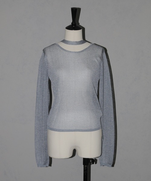 cheriella(シェリエラ)の「【cheriella】ボウタイラメシアーニット BOWTIE LAME SHEER KNIT(ニット/セーター・レディース・チャコール/マスタード/ライトブルー・M)」の21枚目の写真