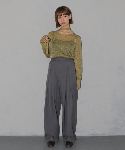cheriella(シェリエラ)の「【cheriella】ボウタイラメシアーニット BOWTIE LAME SHEER KNIT(ニット/セーター・レディース・チャコール/マスタード/ライトブルー・M)」の15枚目の写真