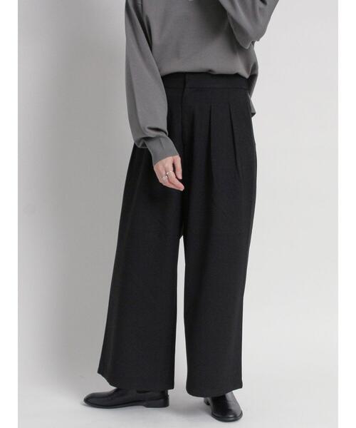 sm2rhythm（サマンサモスモスリズム）の「ウールライクタックワイドパンツ(セットアップ可)（その他パンツ・レディース・ブラック/ベージュ/グレー・L/M）」の5枚目の写真