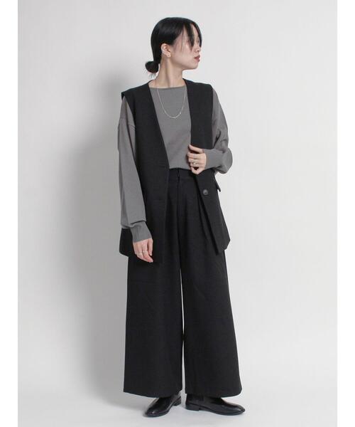 sm2rhythm（サマンサモスモスリズム）の「ウールライクタックワイドパンツ(セットアップ可)（その他パンツ・レディース・ブラック/ベージュ/グレー・L/M）」の13枚目の写真