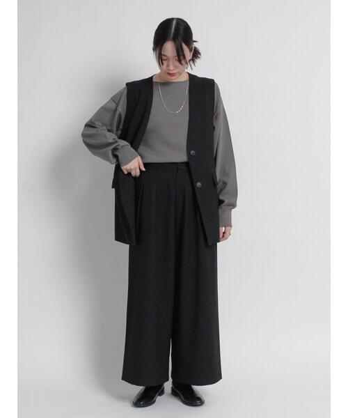 sm2rhythm（サマンサモスモスリズム）の「ウールライクタックワイドパンツ(セットアップ可)（その他パンツ・レディース・ブラック/ベージュ/グレー・L/M）」の14枚目の写真