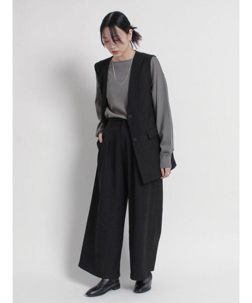 sm2rhythm（サマンサモスモスリズム）の「ウールライクタックワイドパンツ(セットアップ可)（その他パンツ・レディース・ブラック/ベージュ/グレー・L/M）」の15枚目の写真