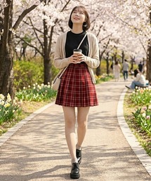 【URGE:】チェック柄 プリーツ ミニスカート