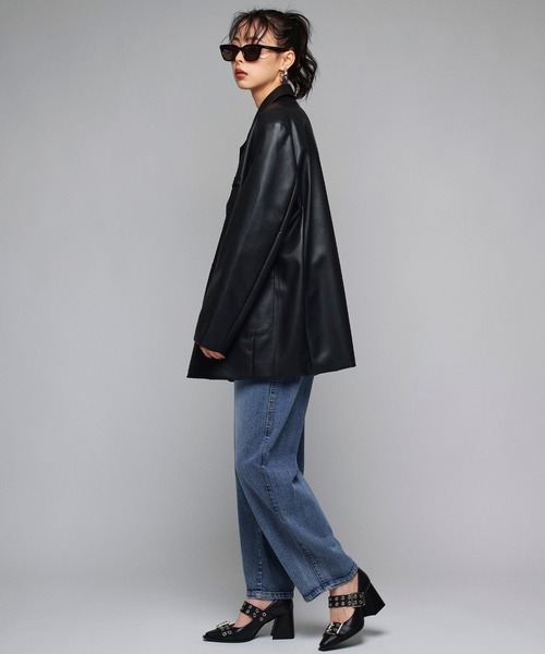 Narcissus（ナルシス）の「【Narcissus】レザージャケット（テーラードジャケット・レディース・ブラック/ブラウン・FREE）」の4枚目の写真