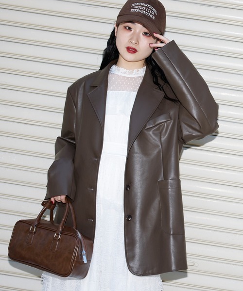 Narcissus（ナルシス）の「【Narcissus】レザージャケット（テーラードジャケット・レディース・ブラック/ブラウン・FREE）」の9枚目の写真