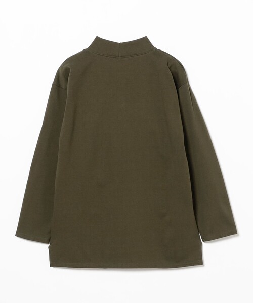 【BEAMS 長袖カットソー グリーン系 総柄】 SAINT JAMES / ソリッド モックネック ロングスリーブ Tシャツ（T