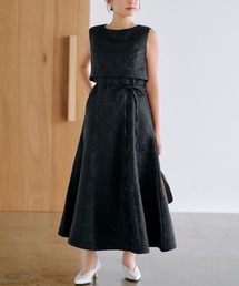 フラワージャカードブラウスセットワンピース【低身長・小柄女性】