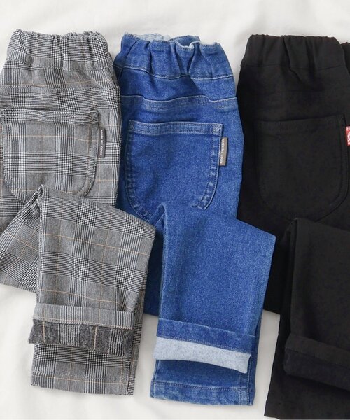 apres les cours（アプレレクール）の「【あったか】7days Style pants/裏起毛スキニーパンツ（その他パンツ・キッズ・ブラック/インディゴブルー/チェック・80/110/120/90/100/130/140）」の2枚目の写真