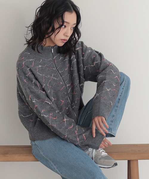 n'OrLABEL(ノアールレーベル)の「ネップラインジップニットカーディガン(カーディガン/ボレロ・レディース・グレー/ブラック/ベージュ・FREE)」の9枚目の写真
