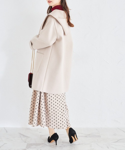 tocco closet(トッコ クローゼット)の「ポケット付きダブルフェイスフードコーディガン(カーディガン/ボレロ・レディース・ブラック/アイボリー/ベージュ・M)」の21枚目の写真