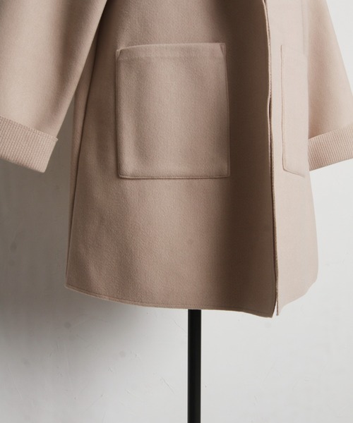 tocco closet(トッコ クローゼット)の「ポケット付きダブルフェイスフードコーディガン(カーディガン/ボレロ・レディース・ブラック/アイボリー/ベージュ・M)」の6枚目の写真