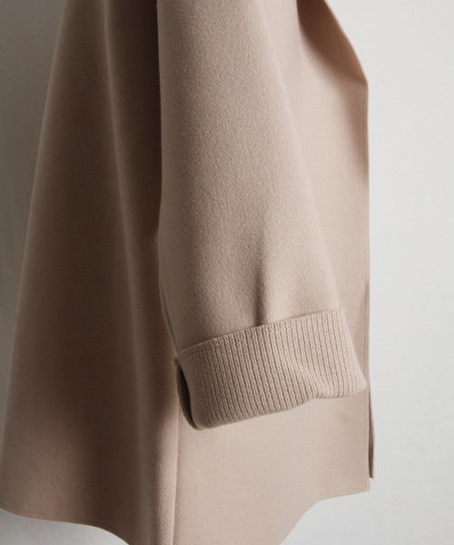 tocco closet(トッコ クローゼット)の「ポケット付きダブルフェイスフードコーディガン(カーディガン/ボレロ・レディース・ブラック/アイボリー/ベージュ・M)」の8枚目の写真