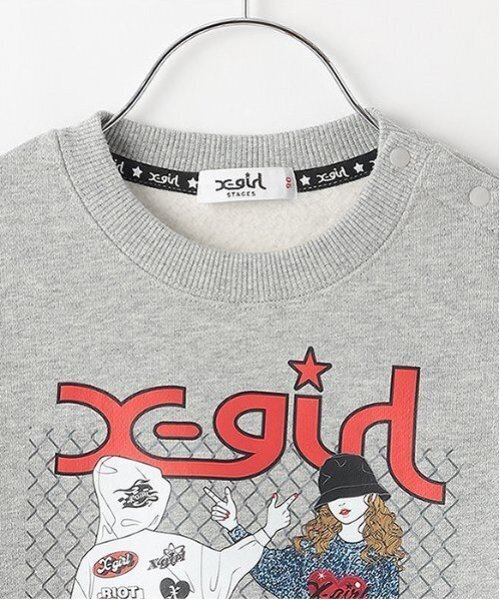 X-girl Stages（エックスガールステージス）の「ガールイラストトレーナー（スウェット・キッズ・トップグレー/ブラック・80ｃｍ/90cm/100cm/110cm/120cm/130cm/140cm）」の5枚目の写真