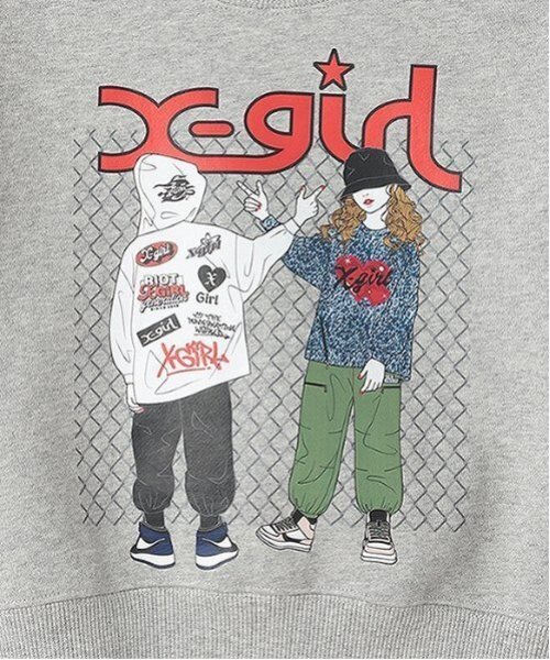 X-girl Stages（エックスガールステージス）の「ガールイラストトレーナー（スウェット・キッズ・トップグレー/ブラック・80ｃｍ/90cm/100cm/110cm/120cm/130cm/140cm）」の6枚目の写真