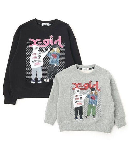 X-girl Stages（エックスガールステージス）の「ガールイラストトレーナー（スウェット・キッズ・トップグレー/ブラック・80ｃｍ/90cm/100cm/110cm/120cm/130cm/140cm）」の11枚目の写真
