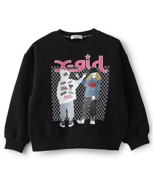 X-girl Stages（エックスガールステージス）の「ガールイラストトレーナー（スウェット・キッズ・トップグレー/ブラック・80ｃｍ/90cm/100cm/110cm/120cm/130cm/140cm）」の12枚目の写真