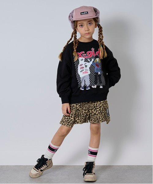 X-girl Stages（エックスガールステージス）の「ガールイラストトレーナー（スウェット・キッズ・トップグレー/ブラック・80ｃｍ/90cm/100cm/110cm/120cm/130cm/140cm）」の16枚目の写真