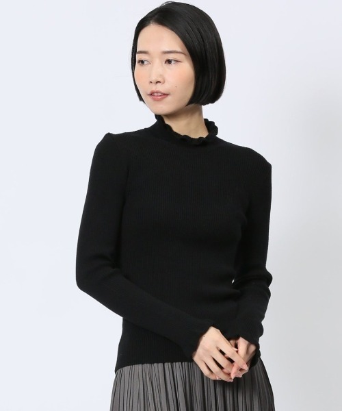 MARBLE WALTS（マーブルワルツ）の「【ストレッチ ハンドウォッシャブル 】MARBLE WALTS フリルネック リブニットプルオーバー（ニット/セーター・レディース・ホワイト/ブラック/ピンク系その他・MEDIUM/LARGE）」の3枚目の写真