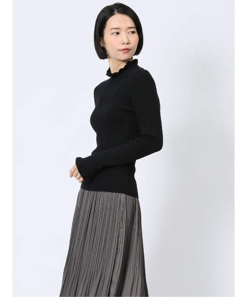 MARBLE WALTS（マーブルワルツ）の「【ストレッチ ハンドウォッシャブル 】MARBLE WALTS フリルネック リブニットプルオーバー（ニット/セーター・レディース・ホワイト/ブラック/ピンク系その他・MEDIUM/LARGE）」の9枚目の写真