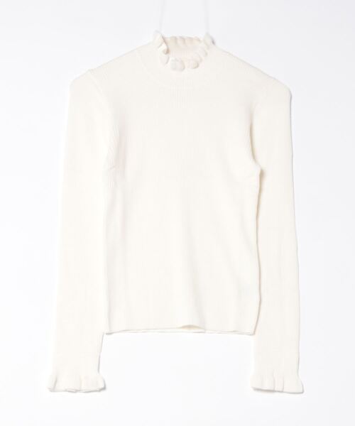 MARBLE WALTS（マーブルワルツ）の「【ストレッチ ハンドウォッシャブル 】MARBLE WALTS フリルネック リブニットプルオーバー（ニット/セーター・レディース・ホワイト/ブラック/ピンク系その他・MEDIUM/LARGE）」の13枚目の写真