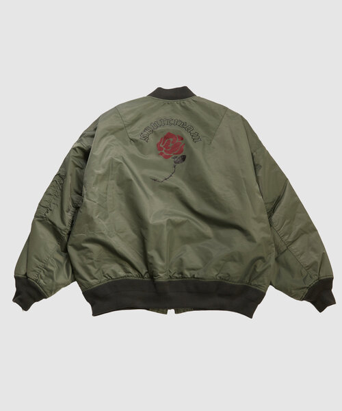 WHO'S WHO gallery（フーズフーギャラリー）の「【Sourcream/サワークリーム】バラモチーフMA1（ブルゾン・レディース・チャコールグレー/ブラック/カーキ・FREE）」の3枚目の写真