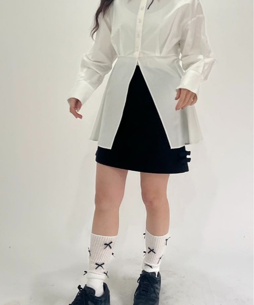 DOUBLE RIBBON MINI SKIRT（スカート）｜hugi（ハギ）