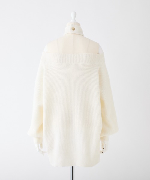 one after another NICE CLAUP(ワンアフターアナザーナイスクラップ)の「チョーカー付きオフショルニットワンピース(ワンピース・レディース・オフホワイト/ピンク/チャコールグレー/ベージュ・FREE)」の6枚目の写真