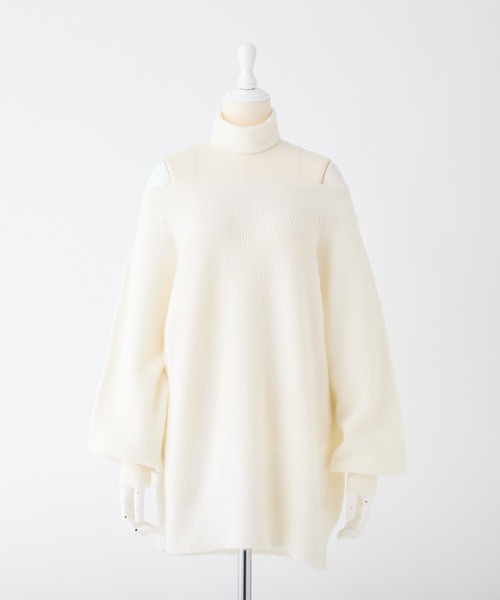 one after another NICE CLAUP(ワンアフターアナザーナイスクラップ)の「チョーカー付きオフショルニットワンピース(ワンピース・レディース・オフホワイト/ピンク/チャコールグレー/ベージュ・FREE)」の19枚目の写真