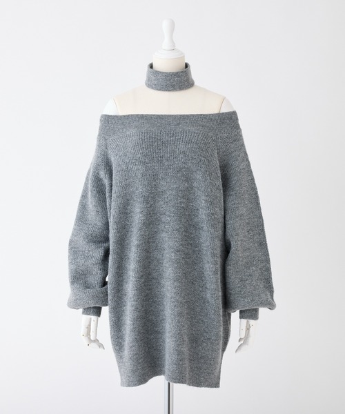 one after another NICE CLAUP(ワンアフターアナザーナイスクラップ)の「チョーカー付きオフショルニットワンピース(ワンピース・レディース・オフホワイト/ピンク/チャコールグレー/ベージュ・FREE)」の21枚目の写真