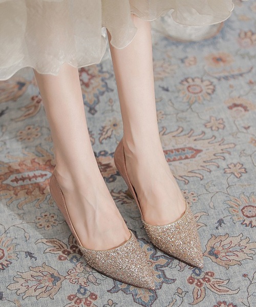 Lace Ladies(レースレディース)の「グリッター ドッキング エナメル調 ハイヒール パンプス(パンプス・レディース・ベージュ/ブラック・22.5cm/23cm/23.5cm/24cm/24.5cm/25cm)」の12枚目の写真