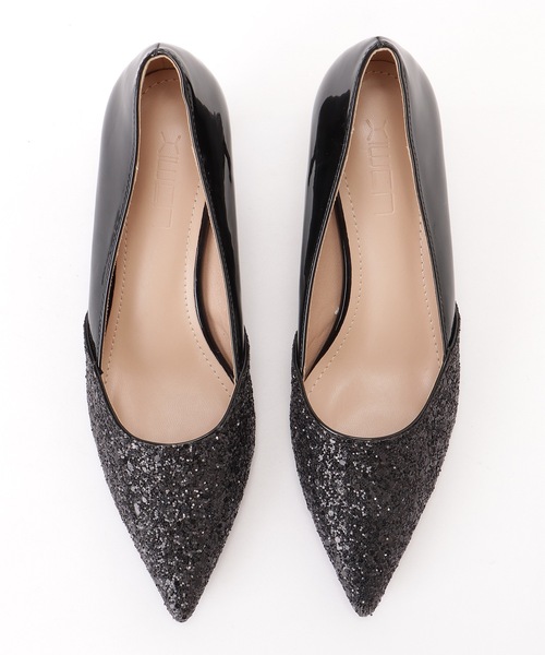 美品♡レザー調パンプス セール】レザー調 クロスストラップ レースアップ バレエ