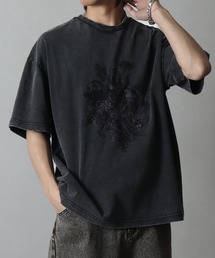 welise（ウェライズ）の「【welise/ウェライズ】＜Embroidery＞レトロフラワー スノーヴィンテージダイ加工 オーバーサイズ半袖Tシャツ（Tシャツ/カットソー）」